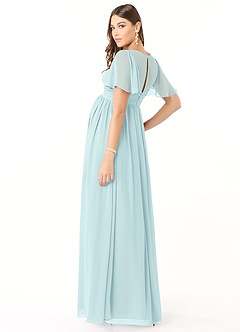Azazie Verna Maternity Bridesmaid Dresses A-Line V-Neck Ruched Chiffon Floor-Length Dress image4