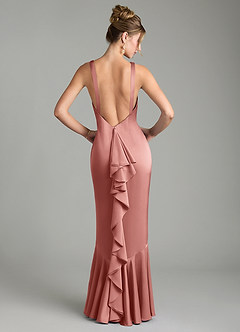 Azazie Tamera Robes de demoiselle d'honneur Robe Sirène en Satin extensible Plissé Rosette image1
