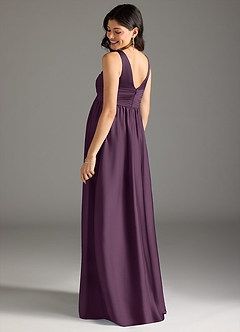 Azazie Yetta Maternity Bridesmaid Dresses A-Line Pleated Stretch Satin Floor-Length Dress image3