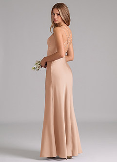 Azazie Suttona Bridesmaid Dresses English Rose A-Line Pleated Stretch Satin Dress image1