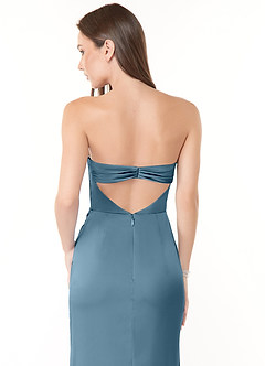 Azazie Leonis Bridesmaid Dresses Bermuda Mermaid Pleated Stretch Satin Convertible Dress image2