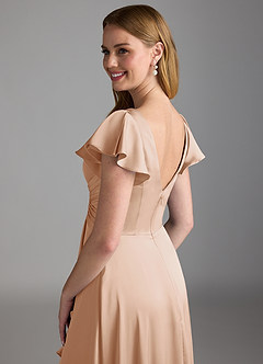 Azazie Omari Vestidos de damas de honor Vestido de Rosa Inglesa de Satén Elástico de Corte en A image3
