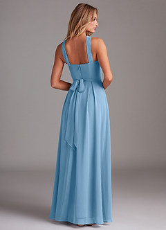 Azazie Dixie Bridesmaid Dresses Steel Blue A-Line Halter Pleated Chiffon Dress image2