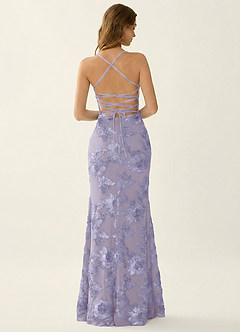Kailani Violet Pâle Robe de bal sirène corset à fleurs 3D et laçage au dos image2