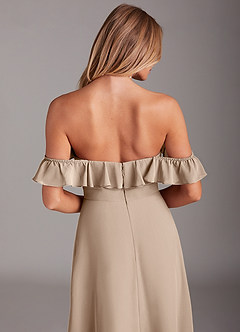 Azazie Lyra Bridesmaid Dresses Taupe A-Line Chiffon Convertible Dress image8