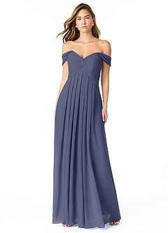 Azazie Kaitlynn Bridesmaid Dresses Stormy Empire Ruched Chiffon Convertible Dress image2