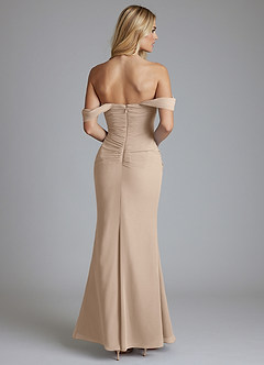 Azazie Luiza Bridesmaid Dresses Taupe Mermaid Off the Shoulder Chiffon Dress image7