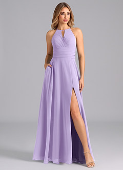 Azazie Denver Bridesmaid Dresses Lilac A-Line Pleated Chiffon Dress image1
