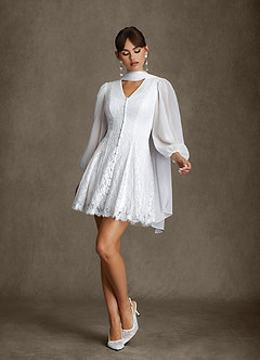 Azazie Dionne Hochzeitskleider A-Linie Spitze Kleid Diamantweiß image3