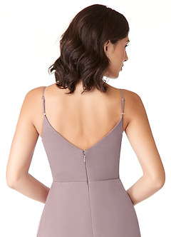 Azazie Evalin Robes de demoiselle d'honneur Robe Trapèze en Maille Col V plissé Crépuscule image6