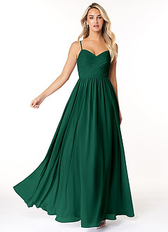 Azazie Lisbon Bridesmaid Dresses Emerald A-Line Sweetheart Neckline Chiffon Dress image3
