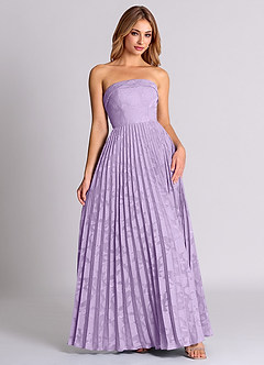 Azazie Mariana Bridesmaid Dresses Lilac A-Line Strapless Floral Burnout Convertible Dress image5