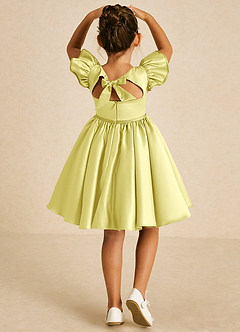 Azazie Sugar Plum Flower Girl Dresses Lemon Sorbet A-Line Bow Matte Satin Dress image1
