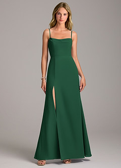 Azazie Tahlia Abiti da Damigella Abito A-Line in Chiffon Con Cintura Verde Scuro image4