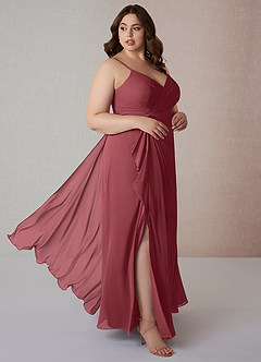 Azazie Emerald Bridesmaid Dresses Merlot A-Line Ruffled Chiffon Dress image8
