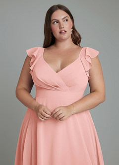 Azazie Leilani Bridesmaid Dresses Rosette A-Line Pleated Chiffon Dress image11