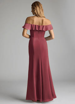 Azazie Sophie Vestidos de damas de honor Vestido de Merlot de Gasa de Corte en A Convertible con Vestidos sin tirantes image3