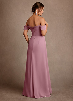 Azazie Amherst Mother of the Bride Dresses Vintage Mauve A-Line Off the Shoulder Chiffon Dress image3