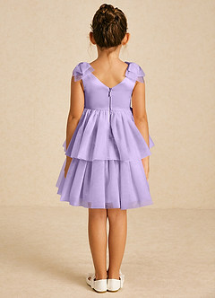 Azazie Vanellope Flower Girl Dresses Lilac A-Line Bow Tulle Dress image2