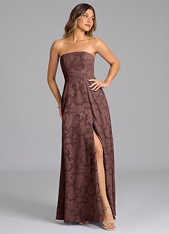 Azazie Wren Bridesmaid Dresses Espresso A-Line Strapless Floral Burnout Dress image7