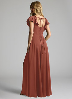 Azazie Bondi Robes de demoiselle d'honneur Robe Trapèze en Satin extensible Arc Auburn image3