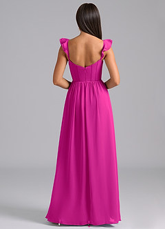 Azazie Denisse Suknie dla druhen Linia A Marszczony Szyfon Do ziemi Sukienka image2