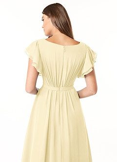 Azazie Daphne Modest Bridesmaid Dresses A-Line Ruffled Chiffon Floor-Length Dress image5
