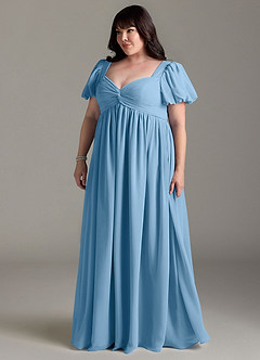 Azazie Madisynn Maternity Bridesmaid Dresses Bow Chiffon Floor-Length Dress image4