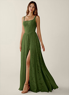 Megan Olive Lace A-line Prom Dress image5