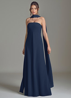 Azazie Ilana Bridesmaid Dresses Dark Navy A-Line Strapless Chiffon Dress image3