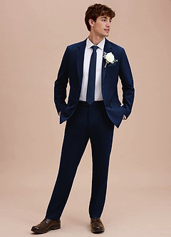 front Ethan Azul Chaqueta de traje de alto rendimiento de tejido refinado