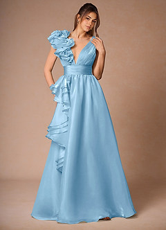 Vespera Mint Blue Ruffles Gown image4