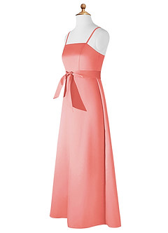 Azazie Anina Junior Robe Trapèze en Mat Satiné Arc Corail image9