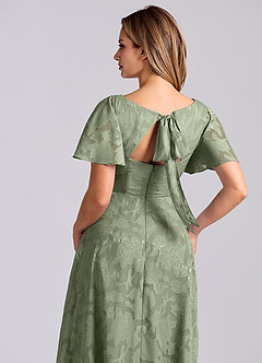 Azazie Kimber Bridesmaid Dresses Pistachio A-Line with Pockets Floral Burnout Dress image2