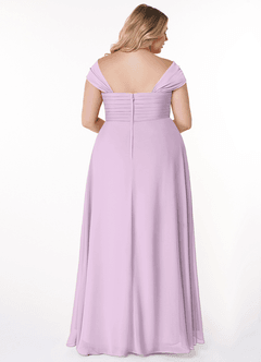 Azazie Kaitlynn Bridesmaid Dresses Frosted Lilac Empire Ruched Chiffon Convertible Dress image11