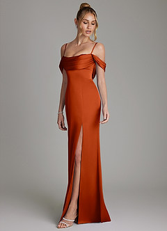 Azazie Nira Brautjungfernkleider Meerjungfrau-Linie Korsett Stretch-Satin Kleid Paprika image6
