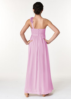 Azazie Flower Junior Candy Pink A-Line Pleated Chiffon Dress image2