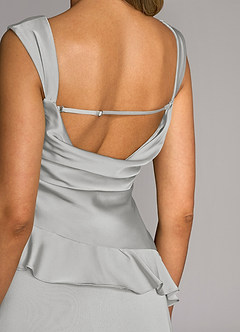 Azazie Sloane Bridesmaid Dresses Silver A-Line Sweetheart Neckline Stretch Satin Dress image6