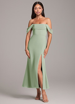 Azazie Saige Bridesmaid Dresses Dusty Sage Sheath Off the Shoulder Chiffon Convertible Dress image1