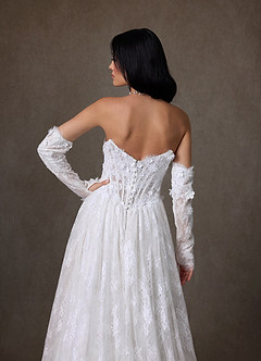 Azazie Vanessa Wedding Dresses Diamond White Ball-Gown Strapless Lace Dress image11
