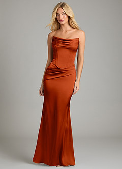Azazie Sorrel Bridesmaid Dresses Paprika Mermaid Strapless Stretch Satin Convertible Dress image5