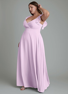 Azazie Leilani Bridesmaid Dresses Frosted Lilac A-Line Pleated Chiffon Dress image10