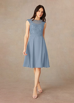 Azazie Klaus Kleider für die Brautmutter A-Linie Pailletten Schaufel Chiffon Kleider Staubblau image3