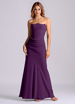 Azazie Debby Bridesmaid Dresses Grape Mermaid Strapless Chiffon Dress image1