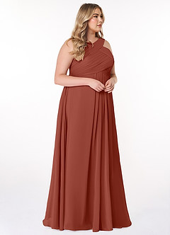 Azazie Kaleigh Bridesmaid Dresses Auburn A-Line Pleated Chiffon Dress image10