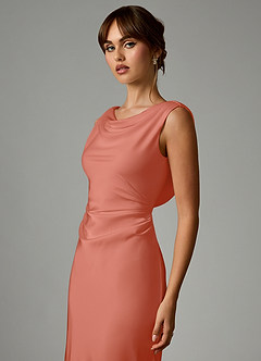 Azazie Kieryn Brudtärnklänningar Klä av Sjöjungfru i Stretch Satin Plisserad Laxrosa image6