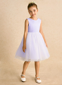 Azazie Esme Abiti da Ragazza di Fiori Abito Principessa in Tulle Fiocco Lilla image7