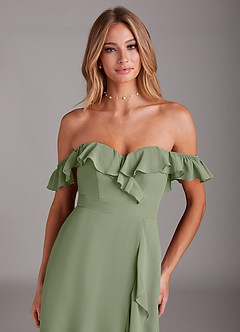 Azazie Lyra Bridesmaid Dresses Pistachio A-Line Chiffon Convertible Dress image1