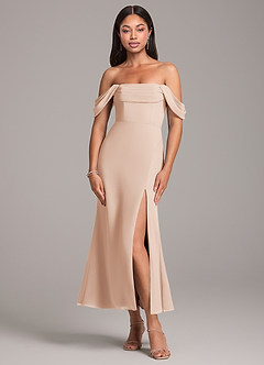 Azazie Saige Bridesmaid Dresses English Rose Sheath Off the Shoulder Chiffon Convertible Dress image1