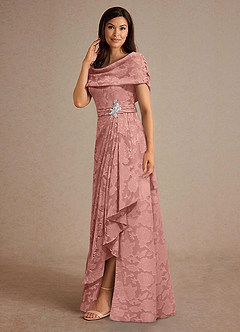 Azazie Branford Mother of the Bride Dresses Rosette A-Line Pleated Floral Burnout Dress image2